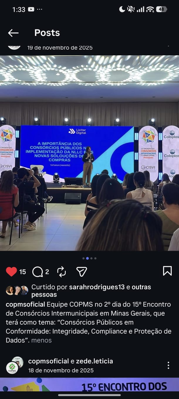 Auditório do 15º Encontro de Consórcios – palestra sobre NLLC e Compras