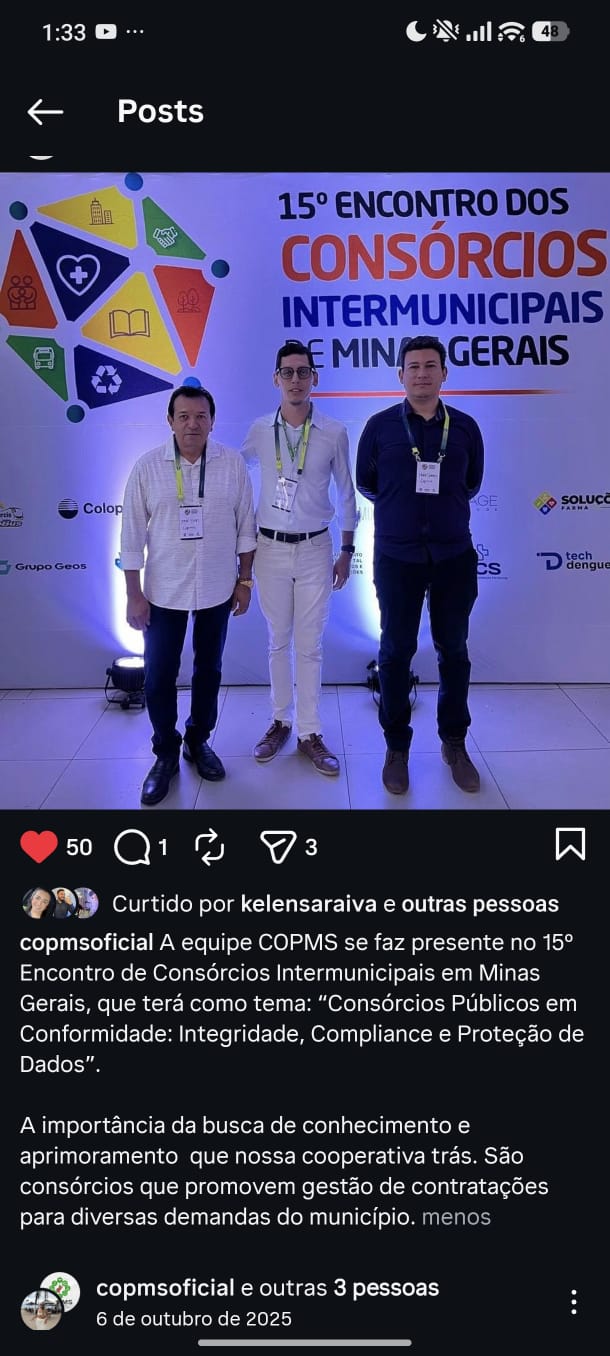 Equipe COPMS no 15º Encontro de Consórcios Intermunicipais – Minas Gerais